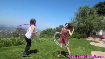Jenna - Sensual scissoring with young hula hoop girls Shyla Jennings & Jenna Sativa - sexu.com